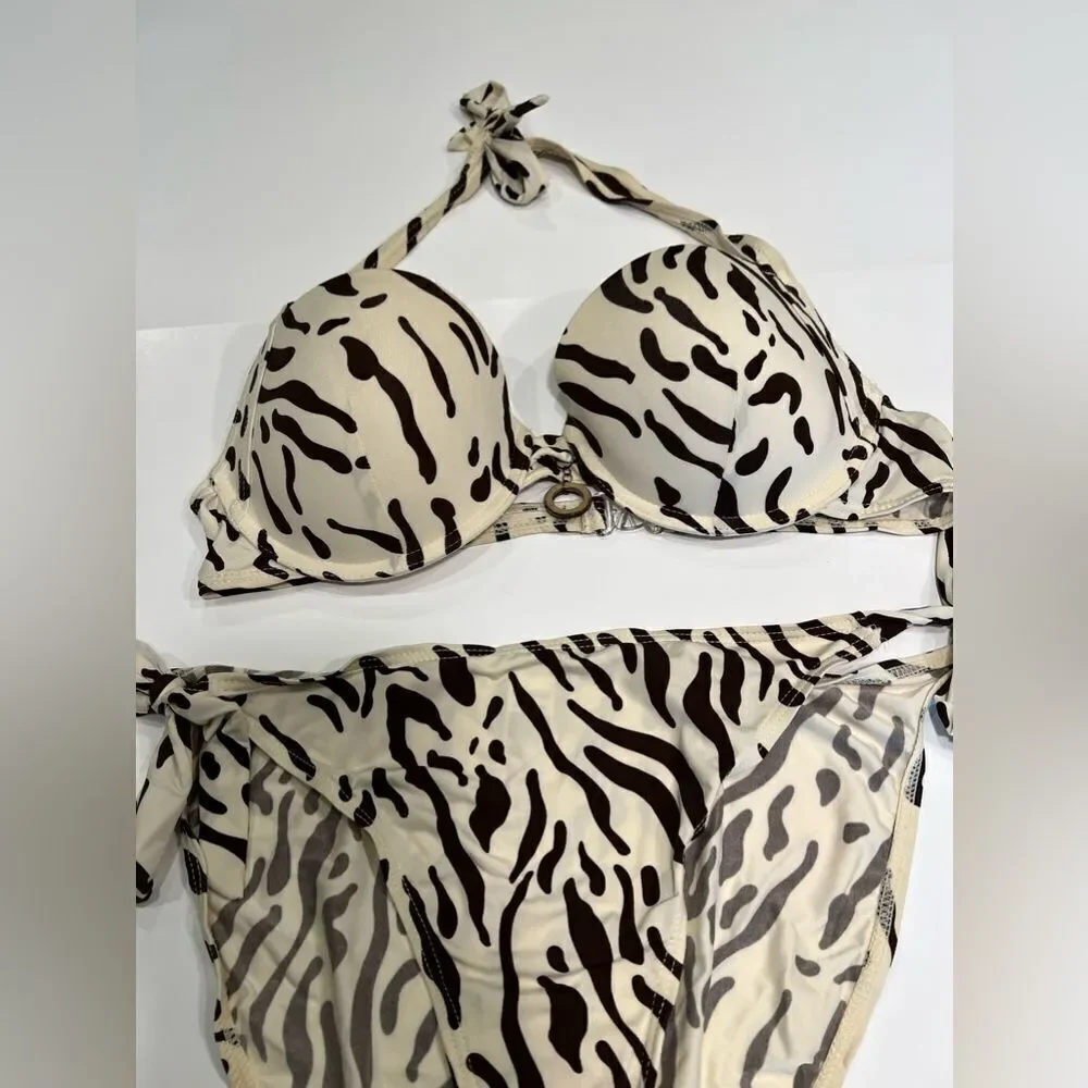 St.Bernard Zebra-print Bikini Set Size 14
